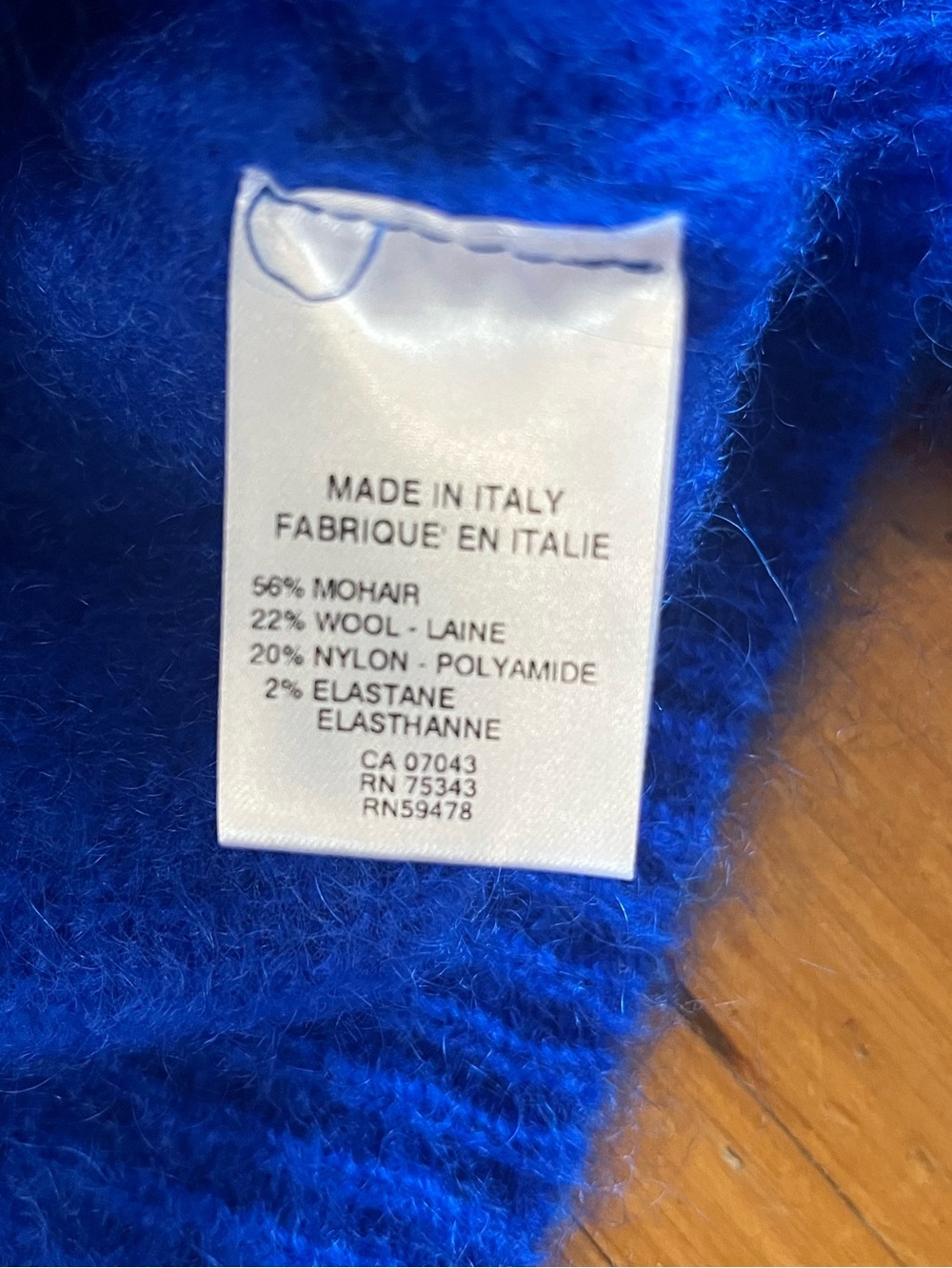 Cobalt Blue Italian Mohair and Wool Crewneck Sweater from NOOS Italian Knitwear - Picture 3 of 9